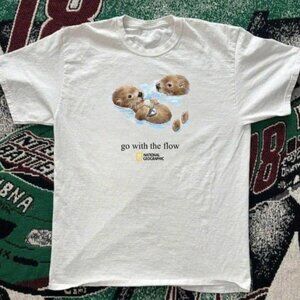 White - National Geographic "go with the flow" Graphic Tee